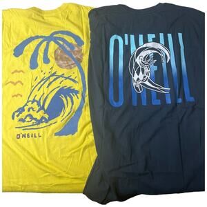 Set of 2 O'neill short sleeve surfer t-shirts yellow blue Medium NWT